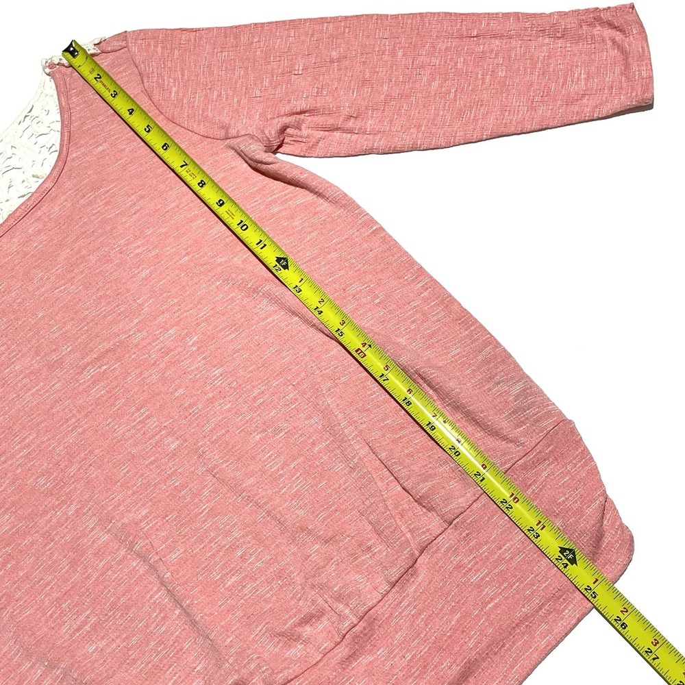 NEW Apt 9 Coral Pink Casual Top Women's Small White Crochet Knit Back 3/4 Sleeve - Picture 3 of 10